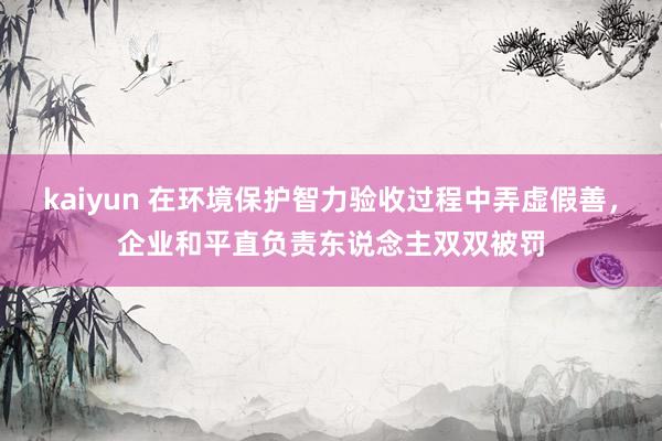 kaiyun 在环境保护智力验收过程中弄虚假善，企业和平直负责东说念主双双被罚